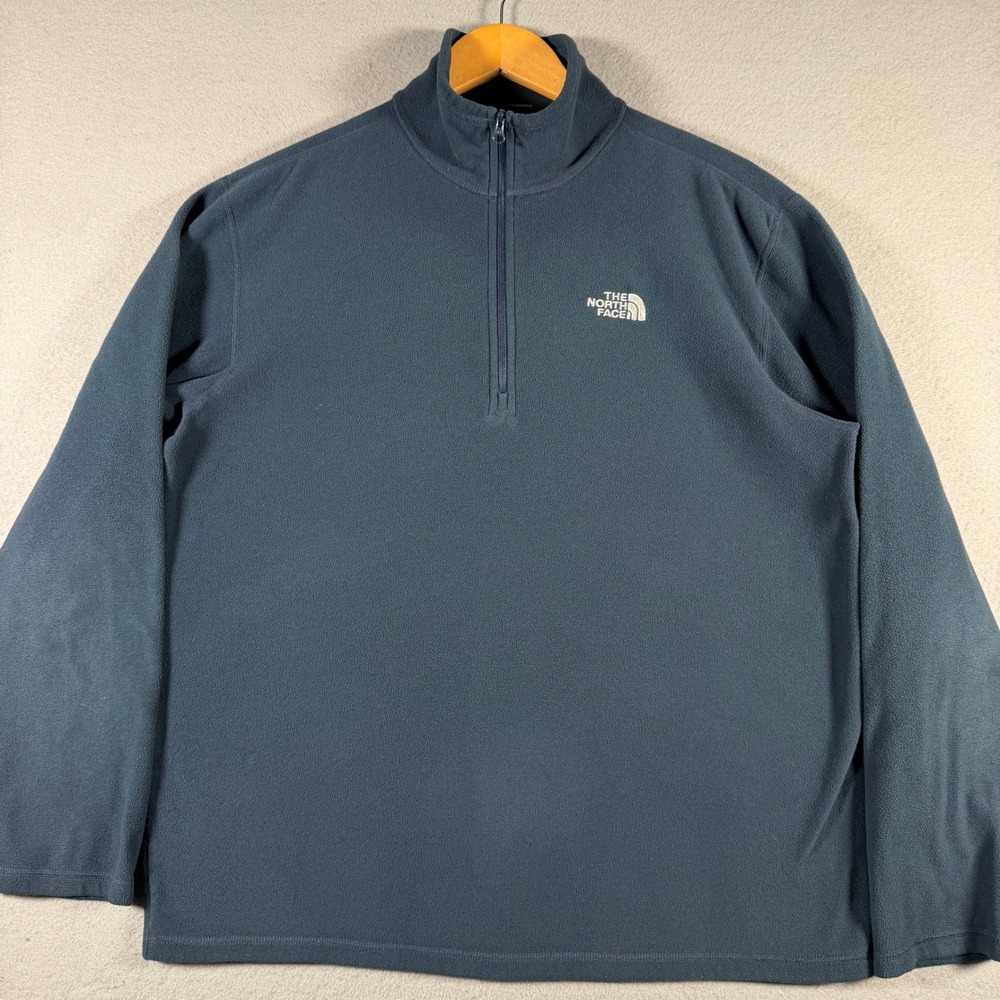 The North Face Mens Navy Blue Quarter Zip Fleece Pullover Size Medium 15437